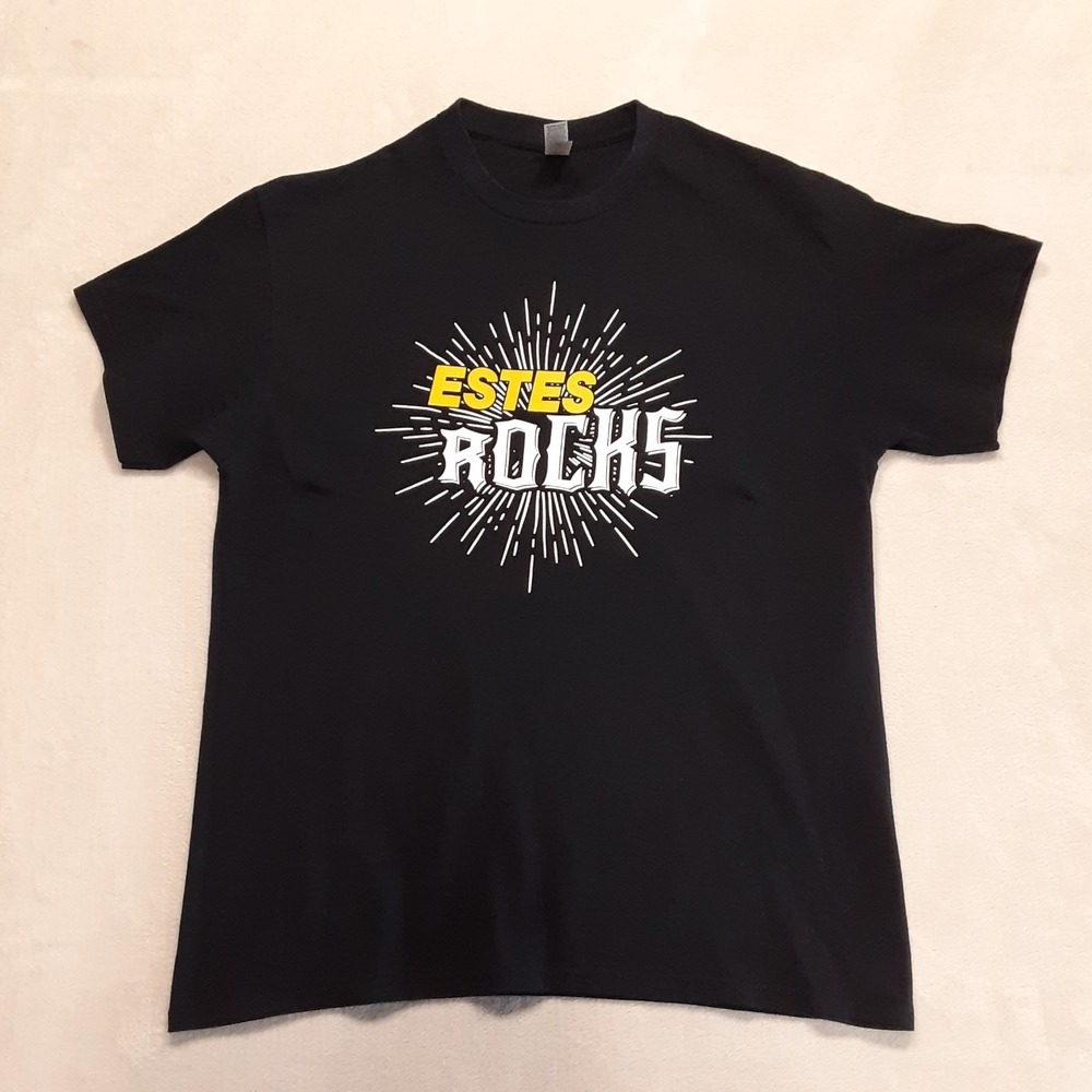 Estes Express Lines Mens Graphic Tee Large Black Estes Rocks On Tour 1931